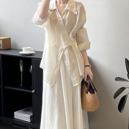 Guofeng Long Sleeve Thin Shirt Skirt Suit