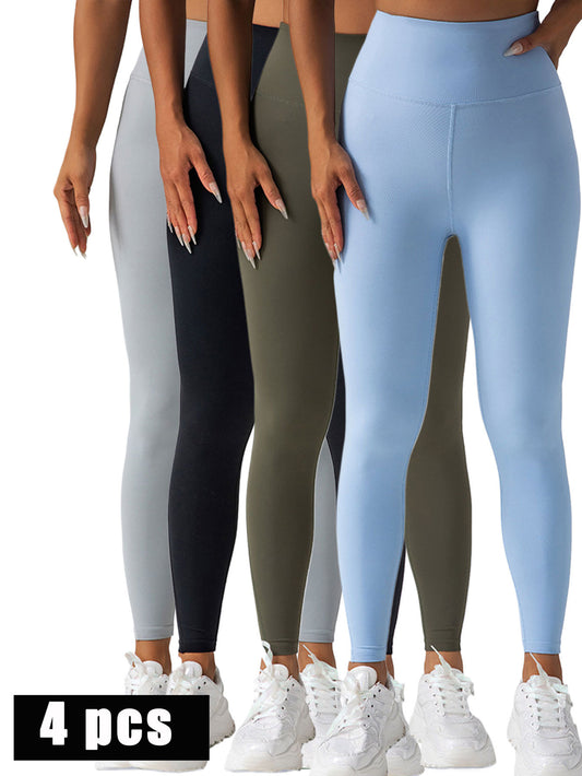 4 Pack Workout Leggings For Women With Pockets,High Waisted Tummy Control Yoga Pants For Workout Running