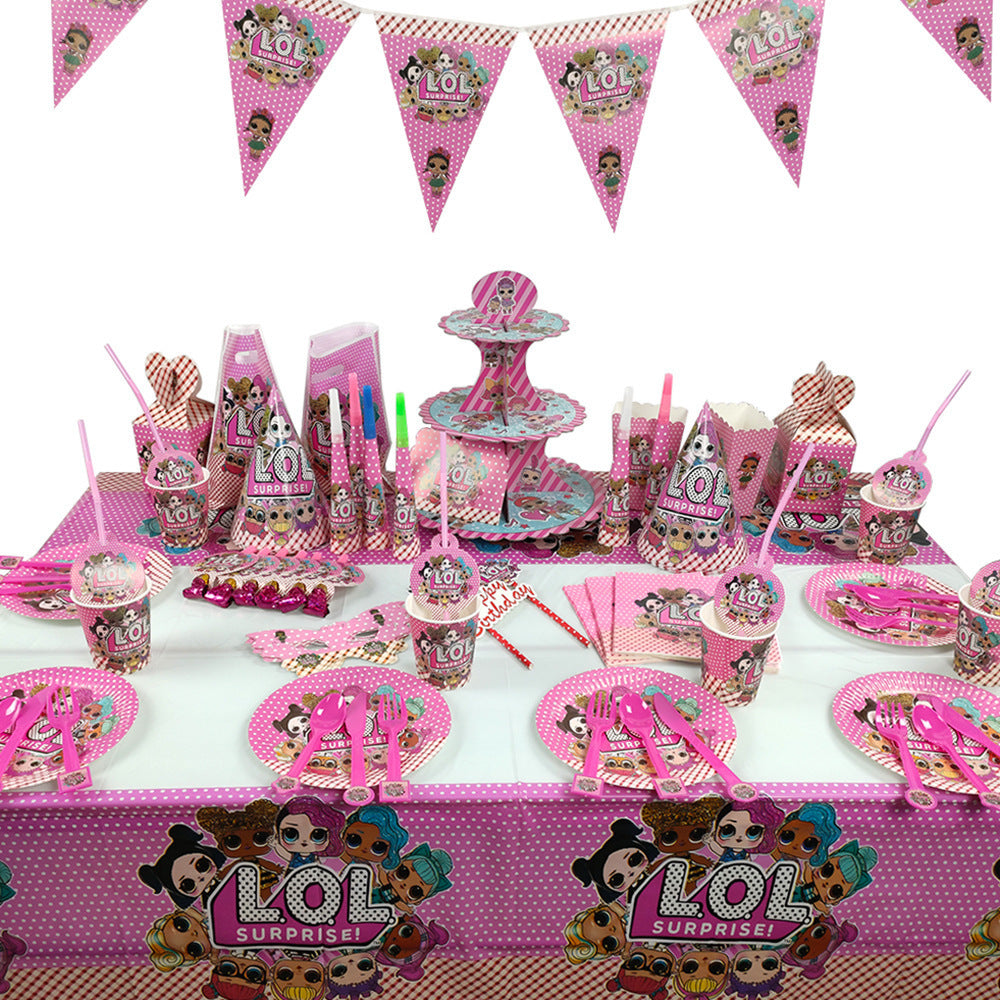 Cartoon doll birthday theme cake stand