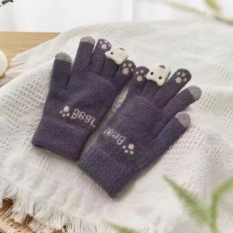 Autumn And Winter New Fleece-lined Warm Women's Touch Screen Gloves