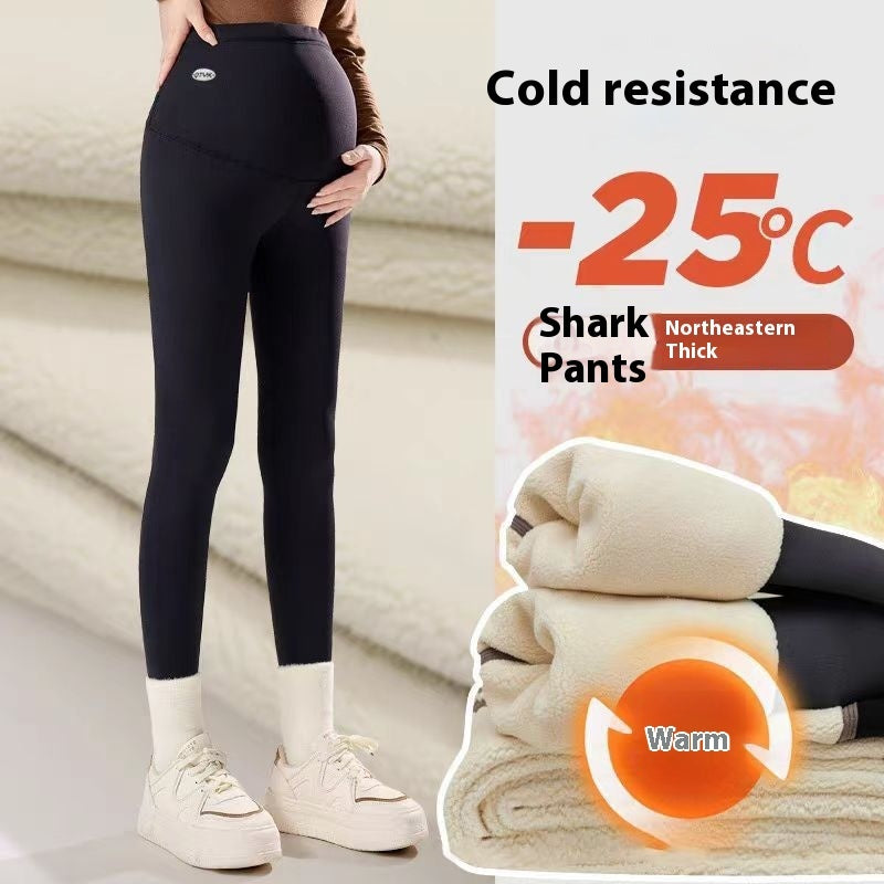 Winter Maternity Leggings Fleece-lined Thickened