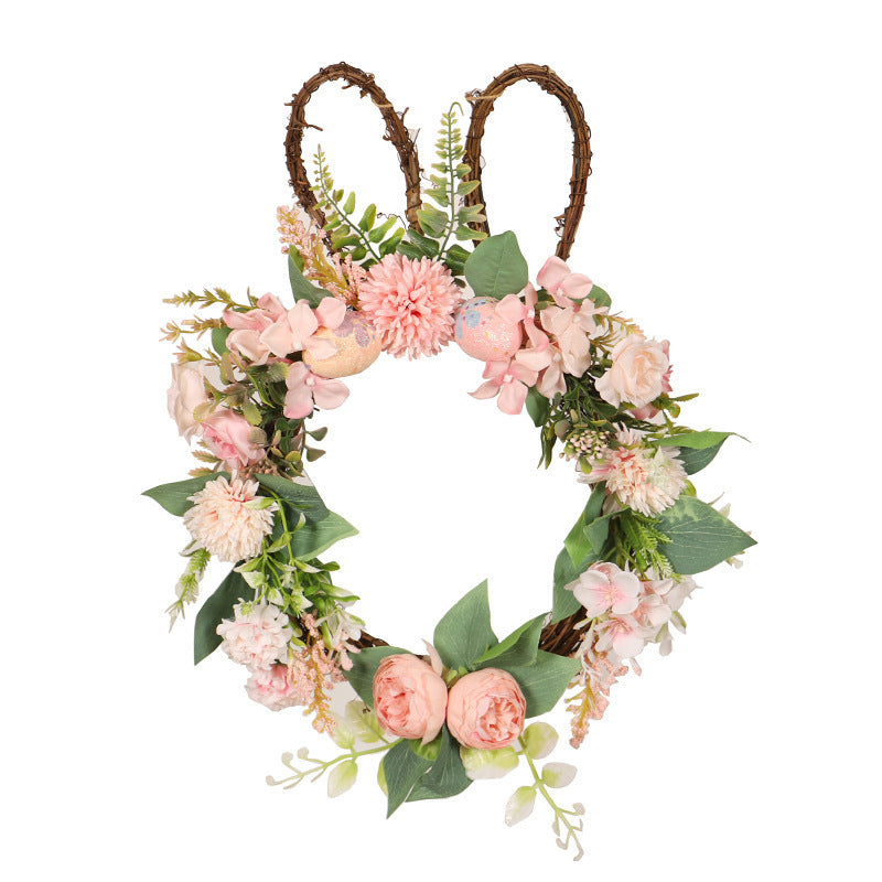 Easter Egg Simulation Wreath Easter Chrysanthemum Rabbit Modeling Decorative Pendant