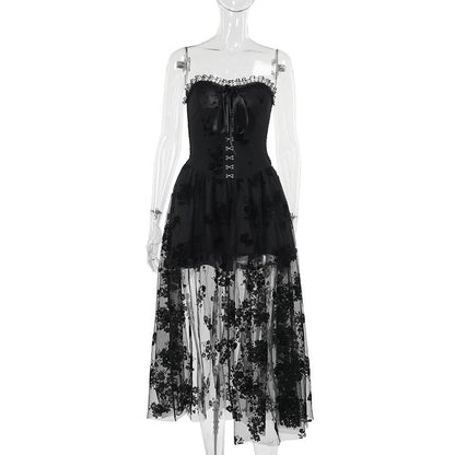 Slim-fit Dark Bridal Mesh Dress