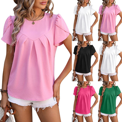 European And American Women's Clothing Casual V-neck Chiffon Shirt