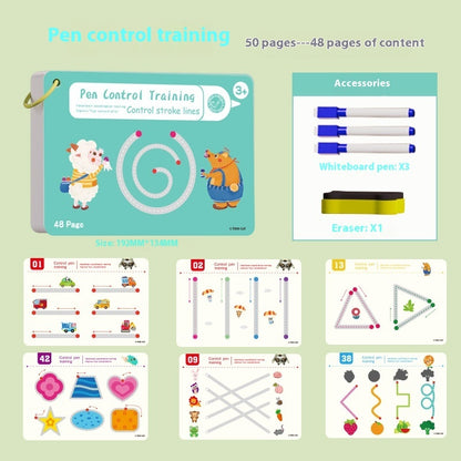 Pen Control Training Kindergarten Children Erasable Early Education Introduction Basic Practice Card