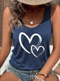 Hearts Print Crew Neck Tank Top, Casual Sleeveless Tank Top For Summer, Women's Clothing