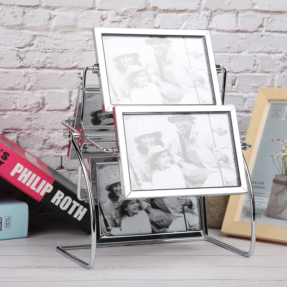 Horizontal Placement Photography Studio Rotating Metal Photo Picture Frame for 6x4in Photo