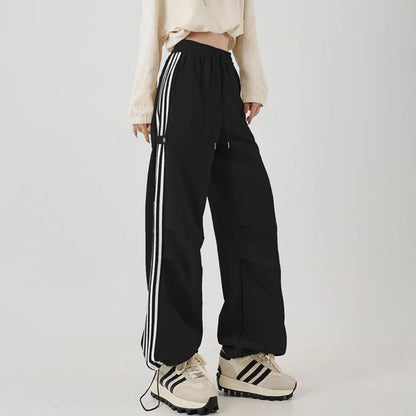 Chinese Cotton Composite American Striped Wide-leg Workwear Sweatpants