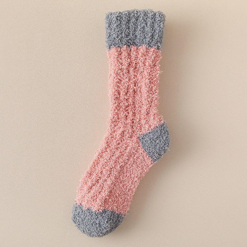 Coral Fleece Socks Women's Thickened Thermal Middle Tube