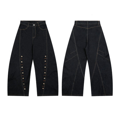 Multi-row Buttonhole Machete Denim Pants