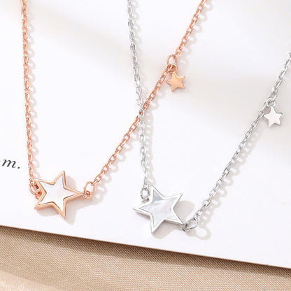 S925 Silver Shell Five-pointed Star Necklace Female Korean Style