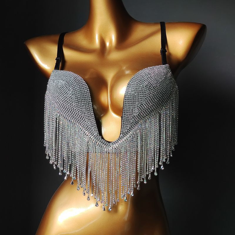 Diamond Tassel Deep And Micro Hard Cup Bikini