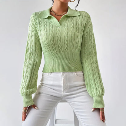 Women's Sweater Fashion Solid Color And V-neck