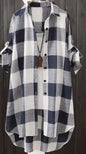 Plus Size Plaid Print Casual Collared Long Sleeve Shirt, Women's Buttons Shirt