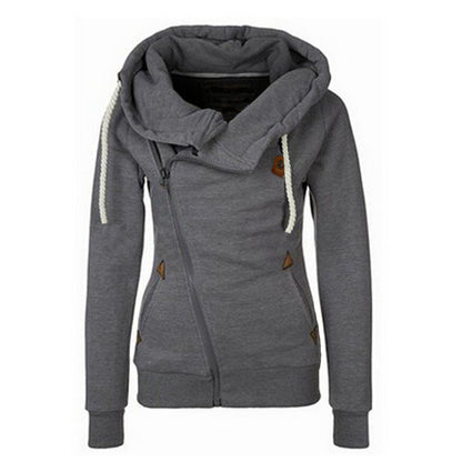 Damen Sport Cardigan Kapuzenpullover mit seitlichem Reißverschluss