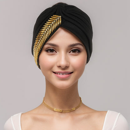 Nouă șapcă cu turban cu strasuri pentru femei, plisată elastică, eșarfă elegantă pentru cap Ramadan, șapcă chimio, pălărie africană de nuntă