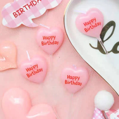 Love-shaped Happy Birthday Cake Decorated With Candles