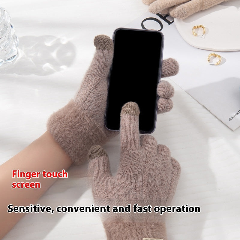 Student Riding Thickened Warm Double-layer Touch Screen Gloves