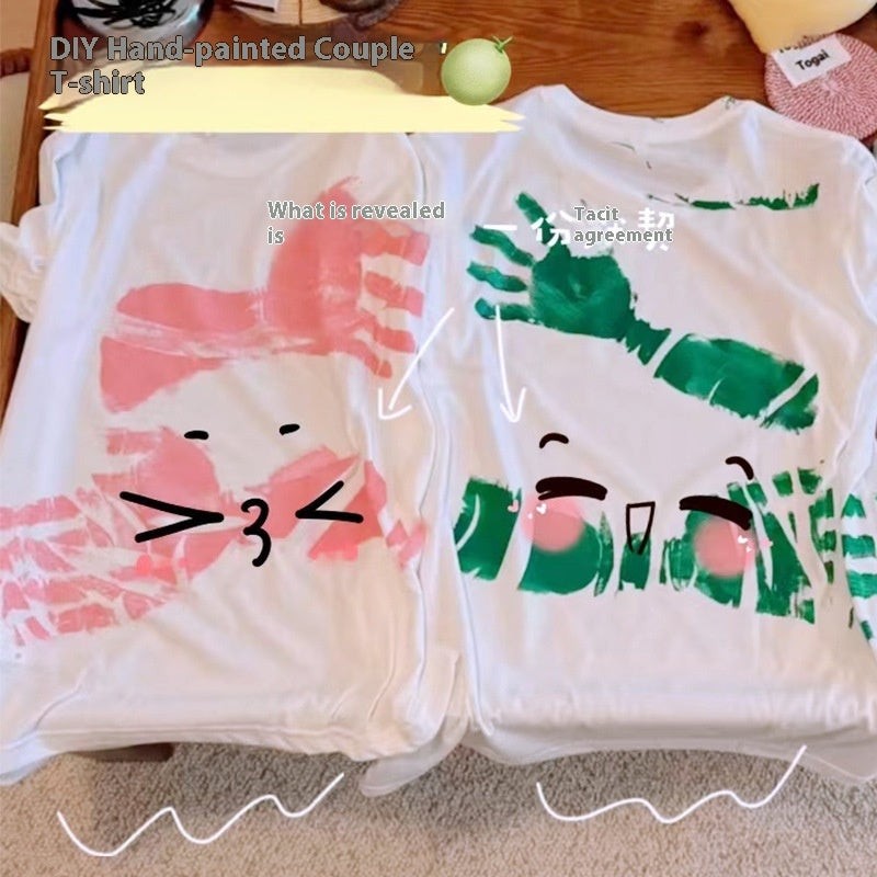 DIY Hug 520 Couple Gift Painted Pure White T-shirt