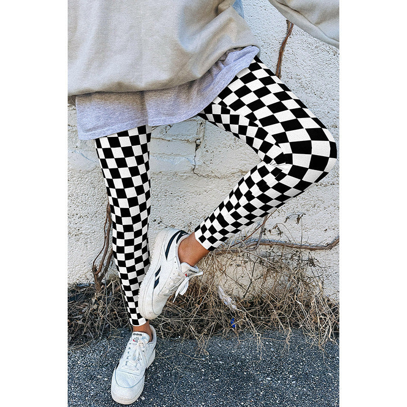 Women's Slim-fit European And American Fashion & Trend Printed Plaid Leggings