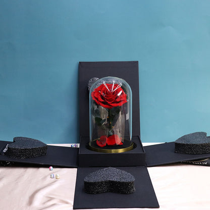 Metal Base Immortal Flower Glass Cover Gift Box