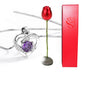 Valentines Day Gift Heart Shaped Blue Purple Crystal Diamond Pendant Rose Head Necklace