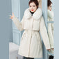 Women's Mid-length Loose Cotton Coat Fleece-lined Thickened Cinched Coat