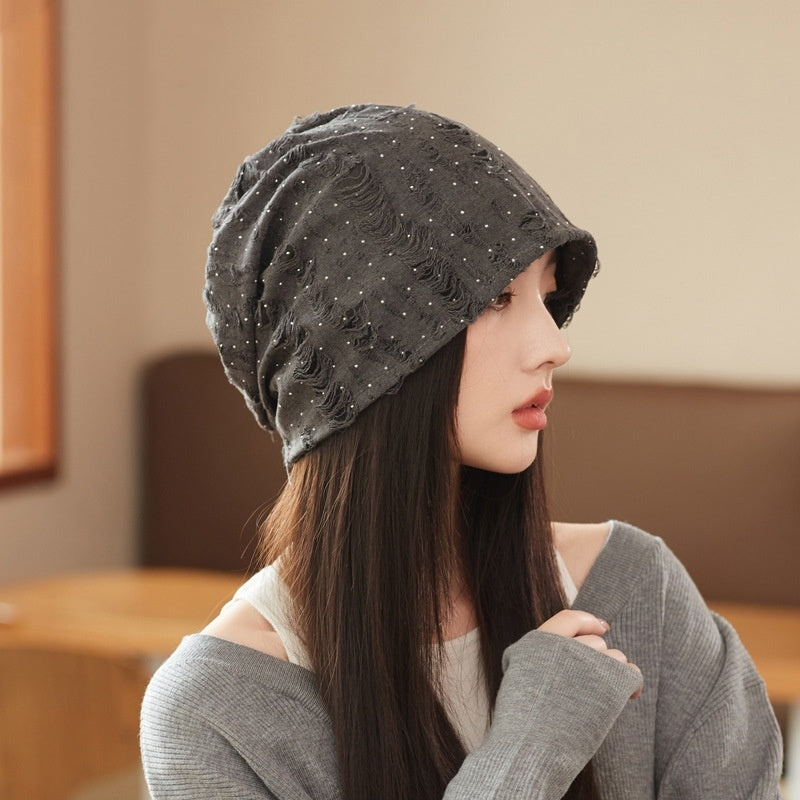 Korean Style Ripped Pile Heap Cap Children Autumn And Winter Fashion All-matching Make Face Look Smaller