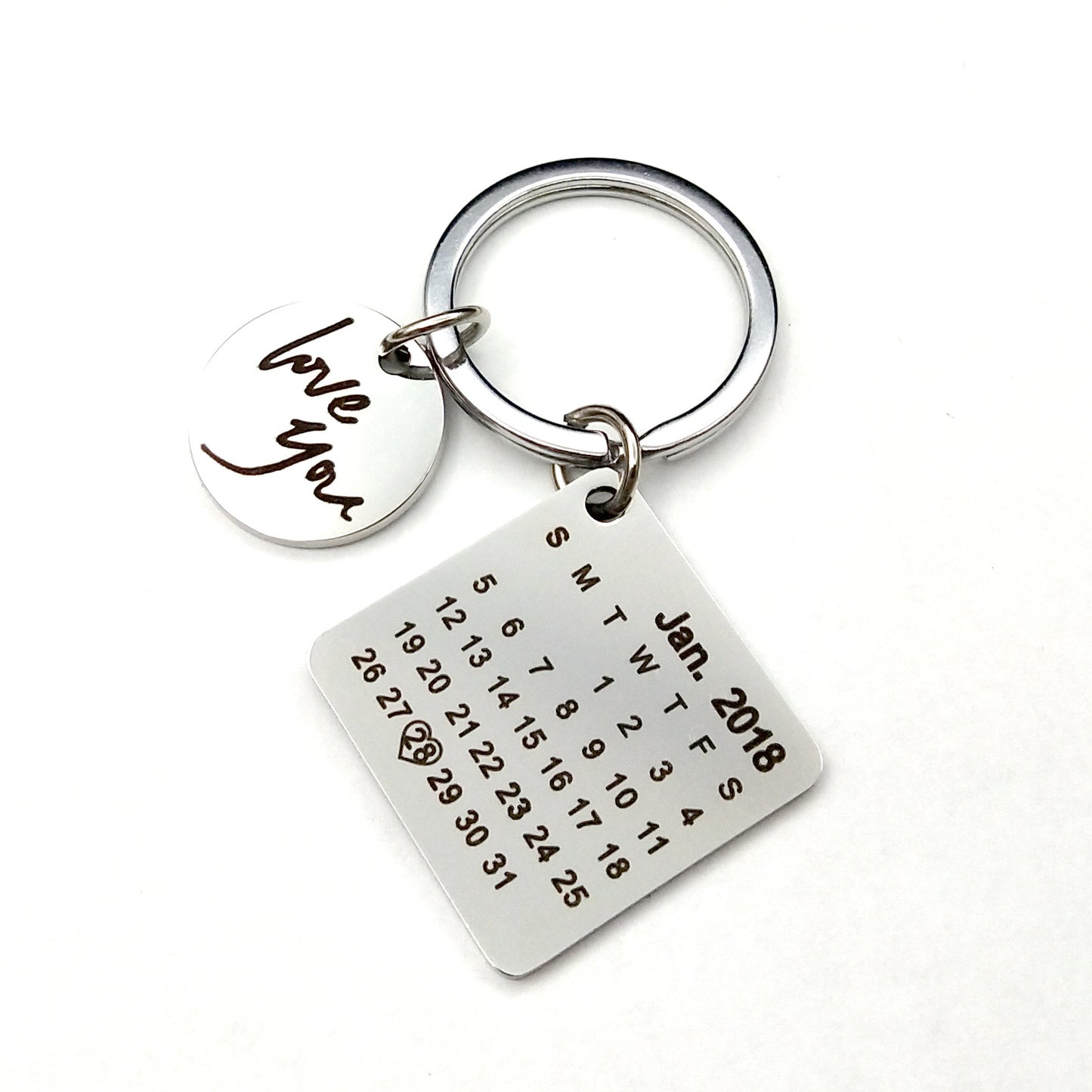 Diy Calendar Lettering Keychain Couple Valentines Day Birthday