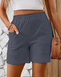 Solid Color Stretch Shorts Casual High Waist