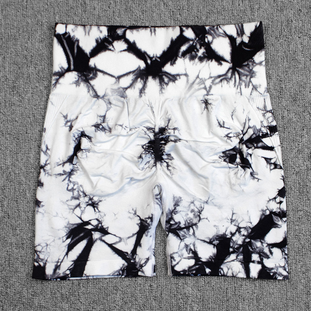 Seamless Tie-dye Yoga High Waist Tight High Elastic Shorts