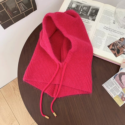 Thermal Scarf Integrated Drawstring Sleeve Cap