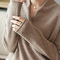 Cross Collar Pure Wool Sweater Female Slim Fit Pullover