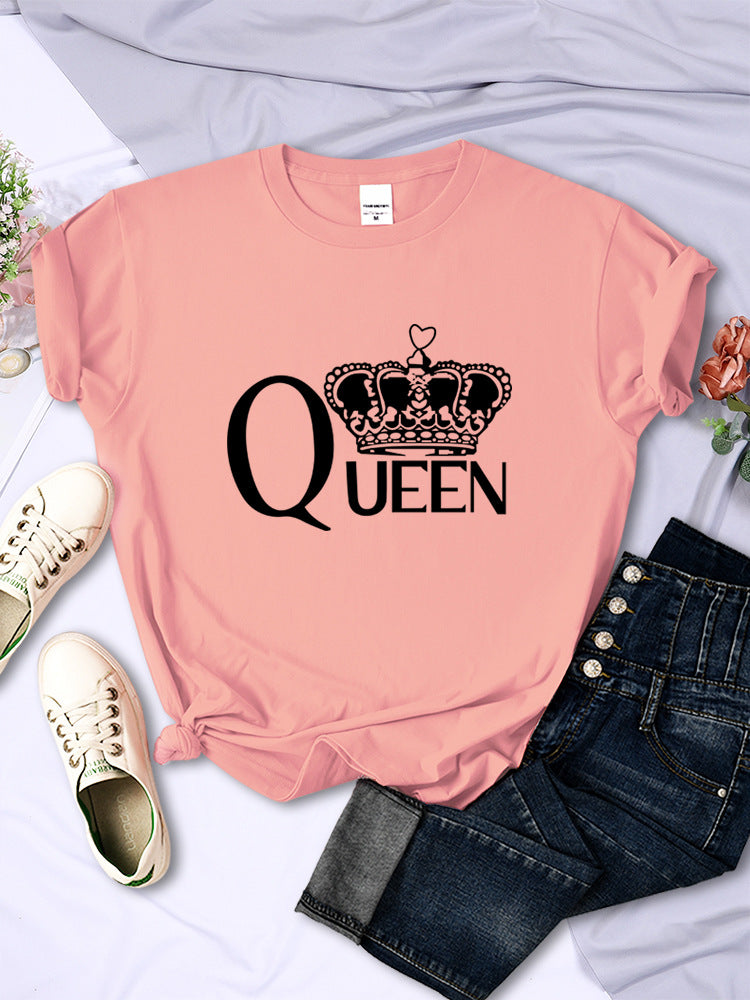 Queen'S Big Crown Printed Women T Shirts Breathable Summer