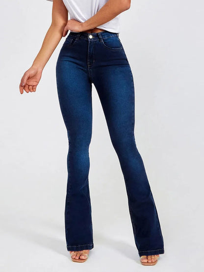 Schlanke, figurformende Stretch-Jeans für Damen mit hoher Taille