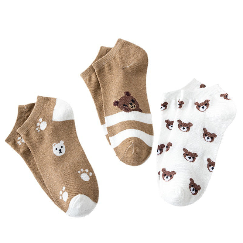 Low-cut Cartoon Cute Brown Bear Socks Japanese Women