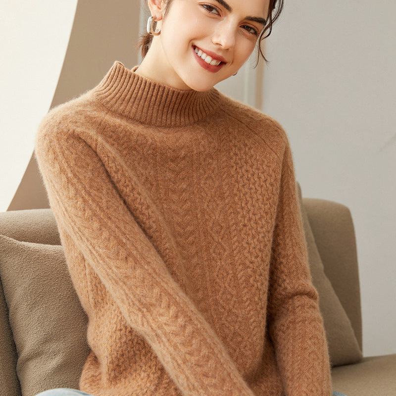 Cashmere Twisted Half Turtleneck Thickened Sweater