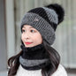 All-match Cycling Warm With Velvet Cold-proof Women's Winter Cotton-padded Cap Scarf Set