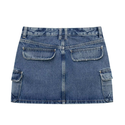 Casual Overalls Bag Hip Denim Skirt