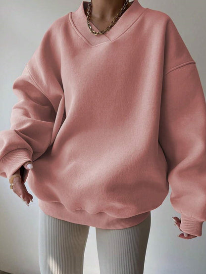 Women's Casual Solid Color Long Sleeve Crew Neck Sweater