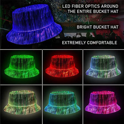 Luminous Bucket Hat Optical Fiber Colorful Transformation