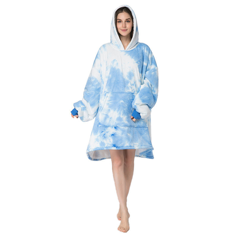 Printed Lazy Clothes Pullover Sweater Hooded Outdoor Wearable Blanket