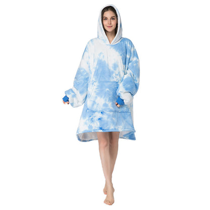 Printed Lazy Clothes Pullover Sweater Hooded Outdoor Wearable Blanket