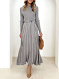 Inner Wear Base Woolen Skirt Over The Knee Stripes Knitted Dress