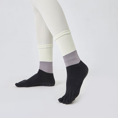 3 Colors Color Matching High Tube Rubber Band Professional Female Non-slip Yoga Socks