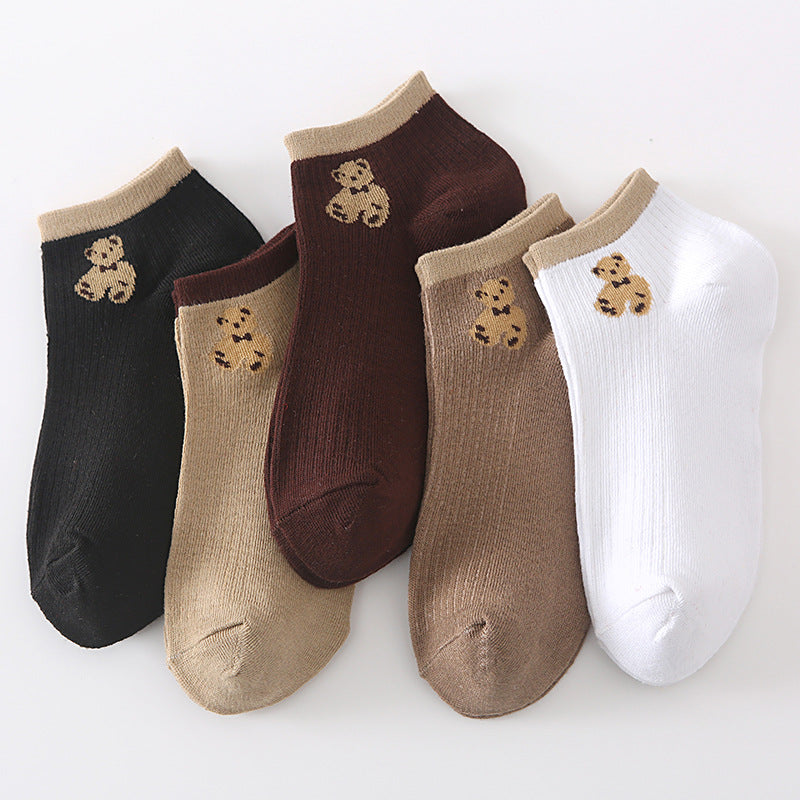 Low-cut Cartoon Cute Brown Bear Socks Japanese Women