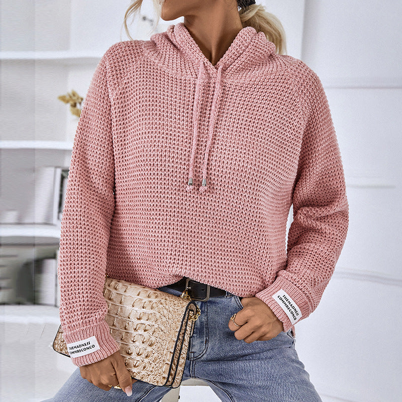 Einfarbiger Strickpullover für Damen