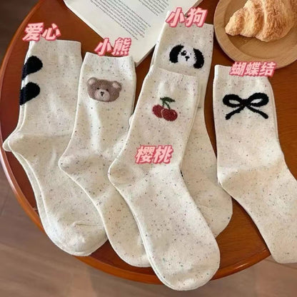 Cute Autumn And Winter Brown Striped Couple Socks