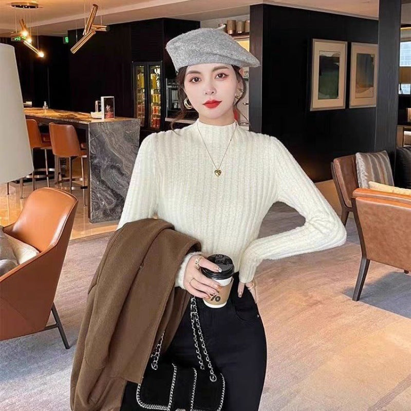 Mink Sweater Inner Thickened Bottoming Shirt For Women