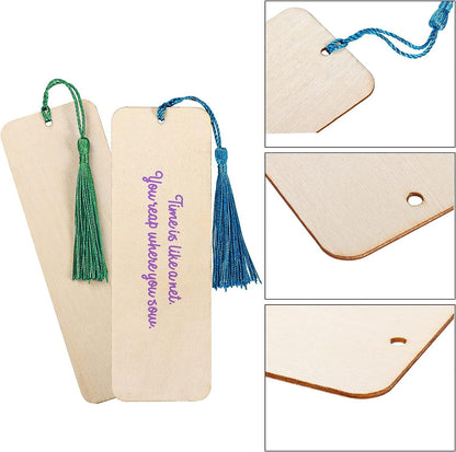 Wooden Hanging Rectangular Blank Bookmark Decorative Pendant